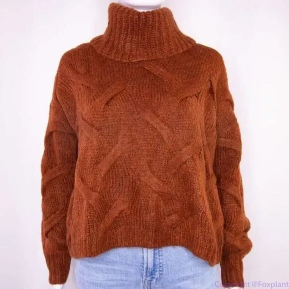 NEW Madewell Somervell Modern Cable Turtleneck Sweater,‎ size XXS